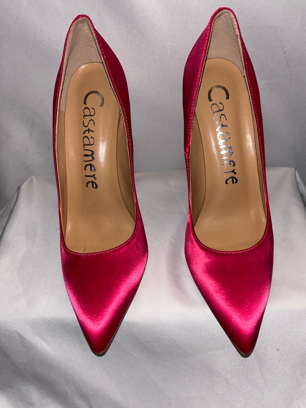 Castamere Hot Pink Satin Pointed Toe Stiletto Pumps High Heels Brand New